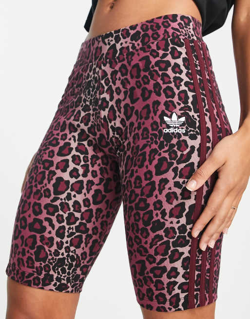adidas Originals - Short legging à imprimé léopard - Bordeaux