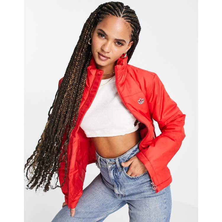 adidas Originals short length padded jacket in red ASOS