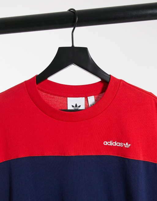 adidas Originals short sleeve t shirt in red and navy