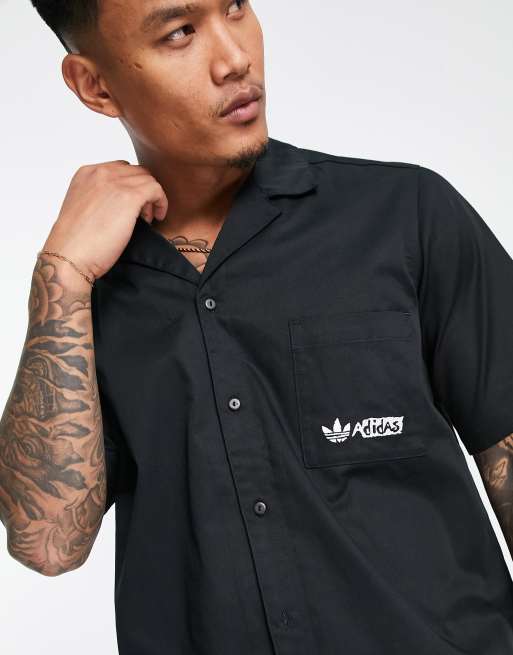 adidas Originals short sleeve twill shirt in black