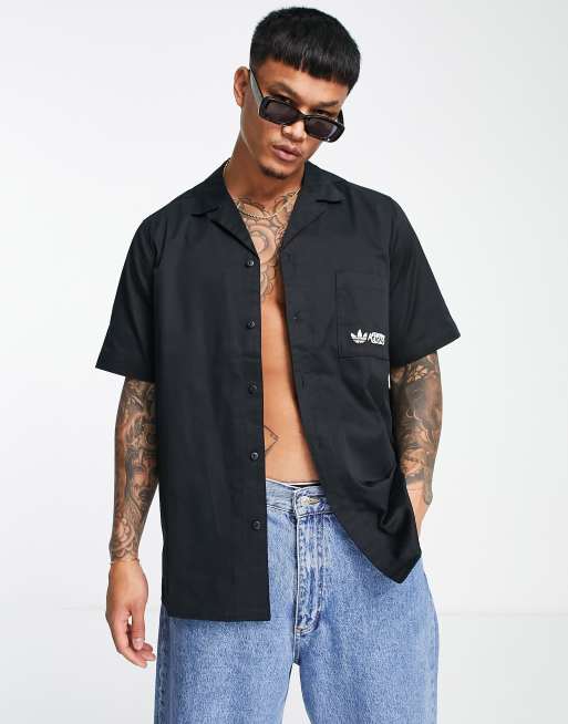 adidas Originals short sleeve twill shirt in black