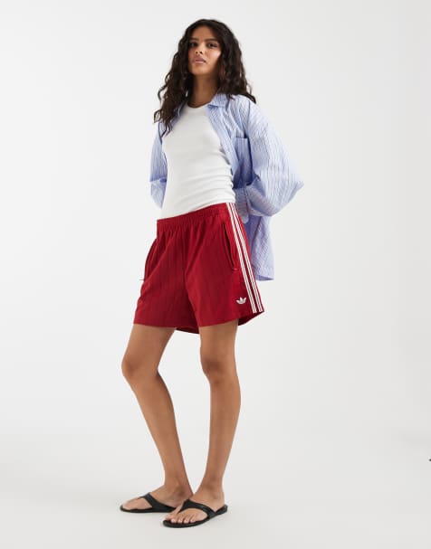 adidas Originals shorts Firebird a righe sottili rosse - view 1