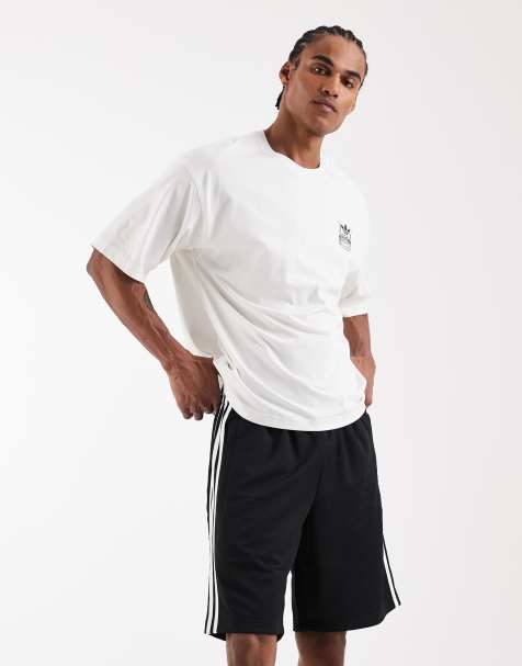 adidas Originals shorts i mesh med tre striber i sort - view 1