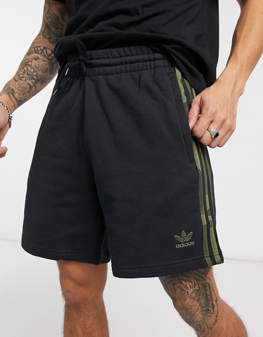 adidas Originals shorts in black with camo stripes