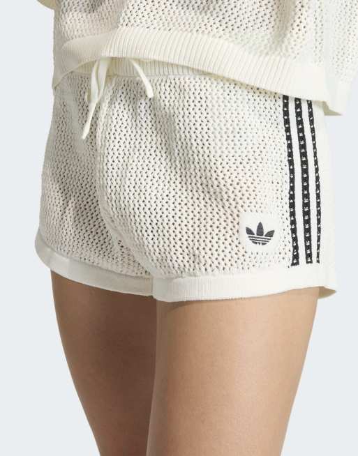 adidas Originals – Shorts in Wollweiß mit Strick- und Häkeldesign, 3 von 4