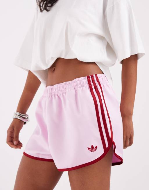 adidas Originals shorts sprinter a tre strisce rosa e rosso, 4 di 5