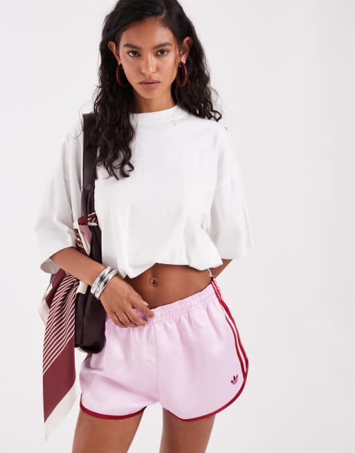 adidas Originals shorts sprinter a tre strisce rosa e rosso, 5 di 5