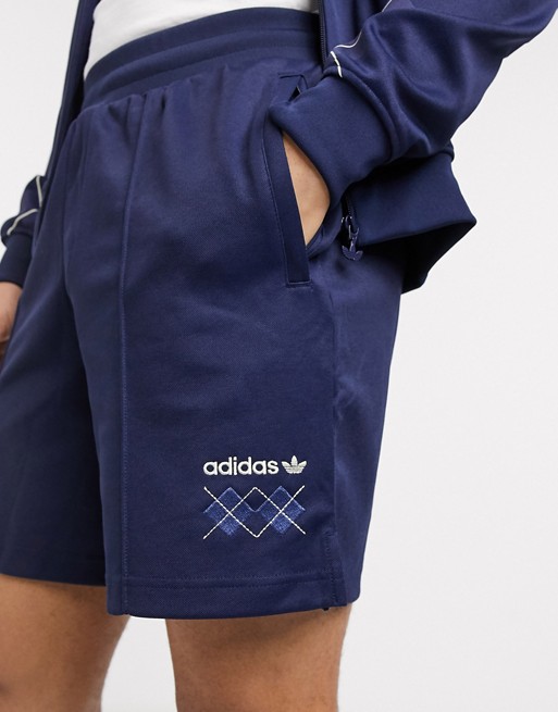 adidas Originals shorts with argyle print in navy