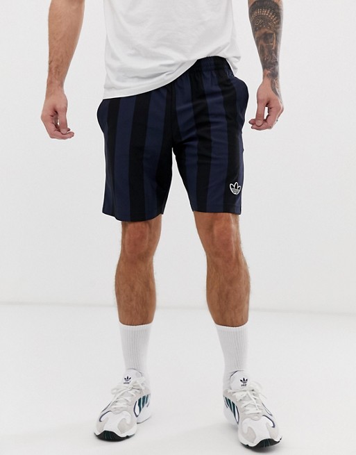 adidas Originals shorts with stripes and trefoil logo in black