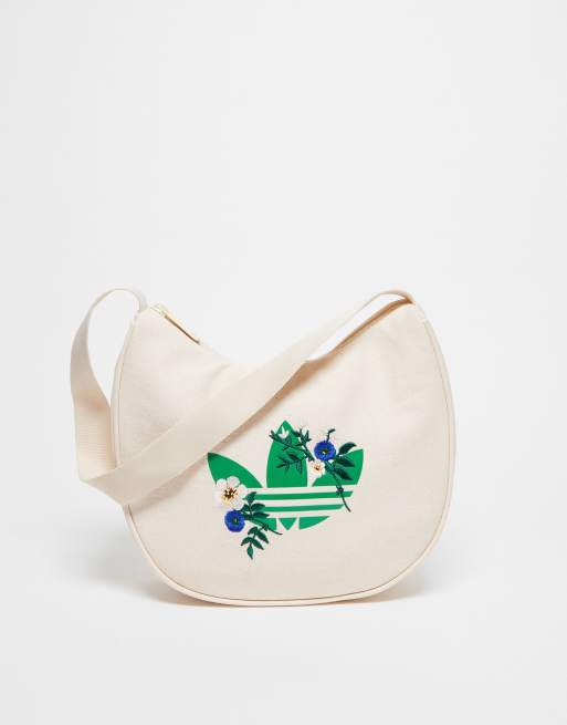 adidas Originals shoulder bag in off white with flower graphic