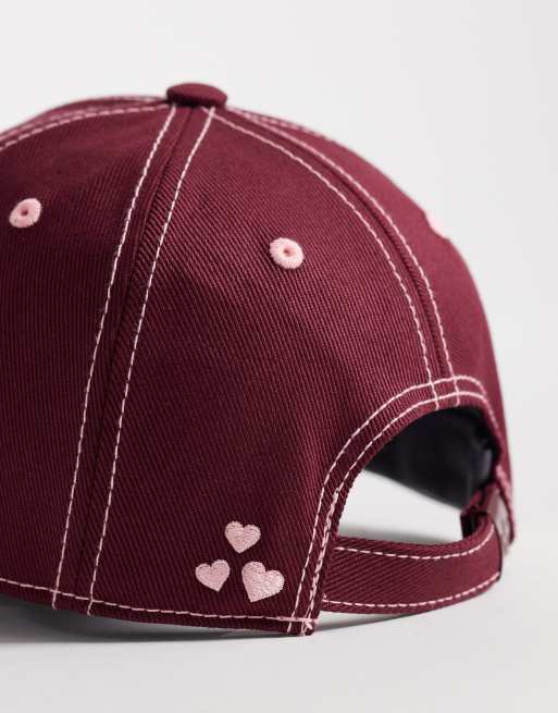 Adidas Original Woman\'s Maroon White  Embroidered Logo Strapback Hat Cap OSFW adidas Originals Signature Strapback cap in burgundy | ASOS main image 2
