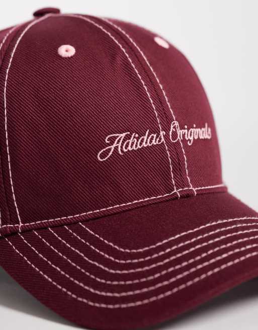 adidas Originals Signature Strapback cap in burgundy | ASOS