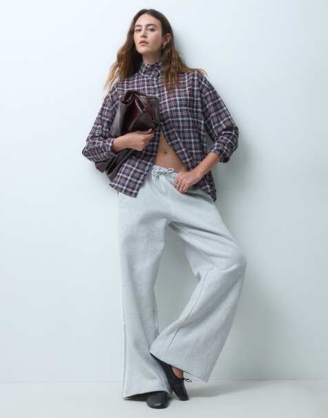 adidas Originals Signature wide leg joggers in grey - view 1