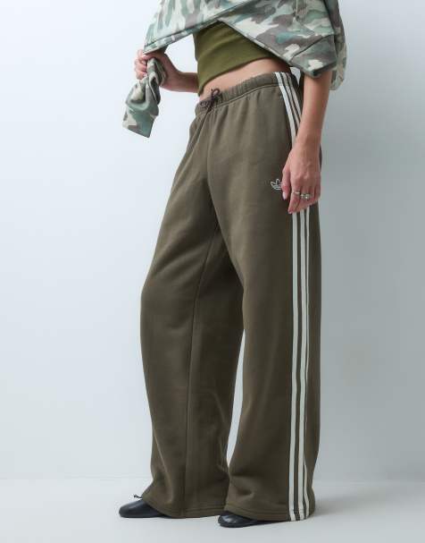 adidas Originals Signature wide leg joggers in khaki - view 1