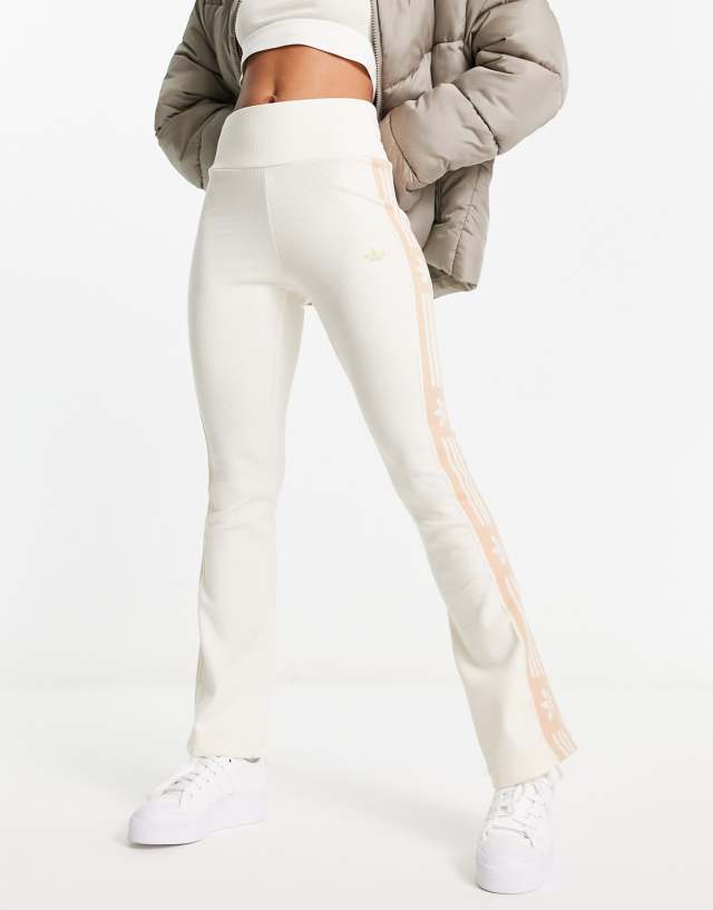 adidas Originals - 'ski chic' flared rib leggings in oatmeal