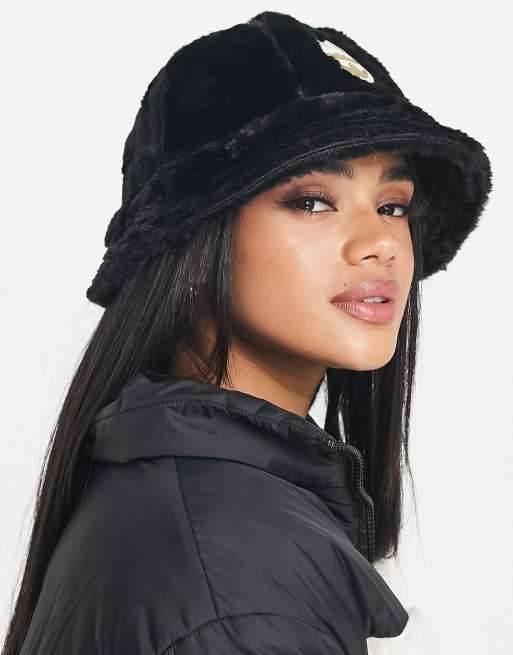 adidas Originals 'ski chic' fur bucket hat in black | ASOS