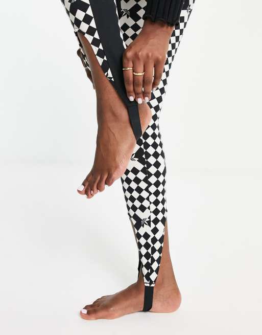 adidas Originals 'Ski Chic' printed stirrup leggings in black and cream