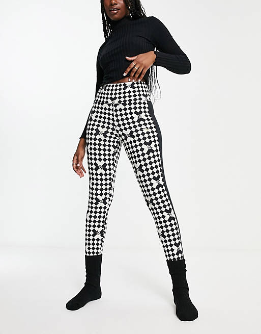 adidas Originals 'Ski Chic' printed stirrup leggings in black and cream