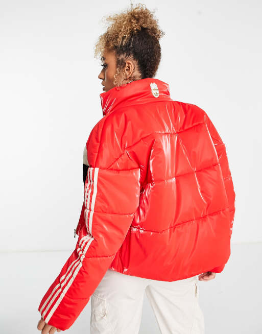 Topshop Sno ski hooded puffer jacket in red