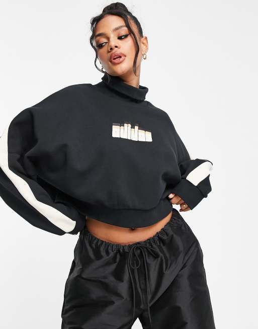 adidas Originals 'ski chic' high neck sweatshirt in black | ASOS