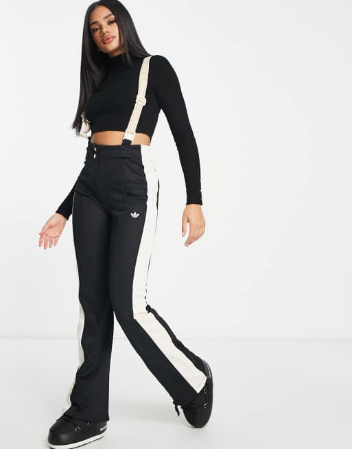 adidas Originals Retro Sport tape wide leg pants in black