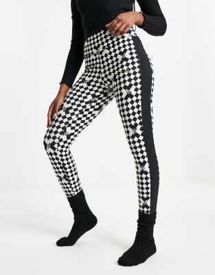 adidas Originals 'ski chic' stirrup leggings in black print  - ASOS Price Checker