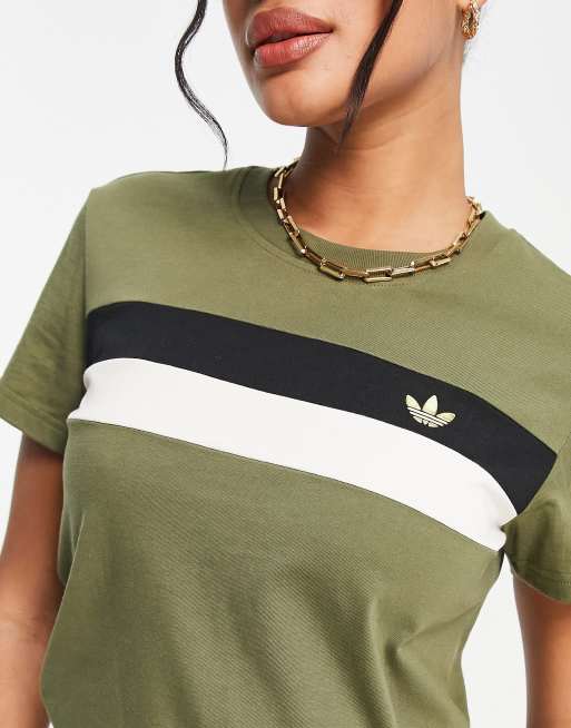 Military green adidas t shirt sale