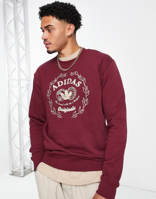 adidas Originals – Skuggröd sweatshirt med stor collegelogga