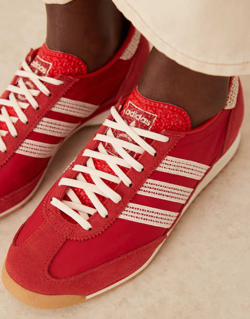 adidas Originals SL 72 OG crochet sneakers in red and cream ASOS