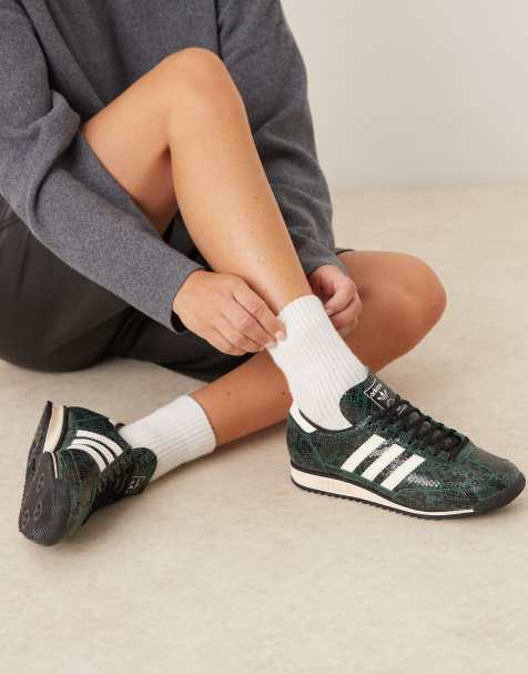 adidas Originals - SL 72 OG - Mørkegrøne og cremefarvede sneakers med slangeprint - view 1