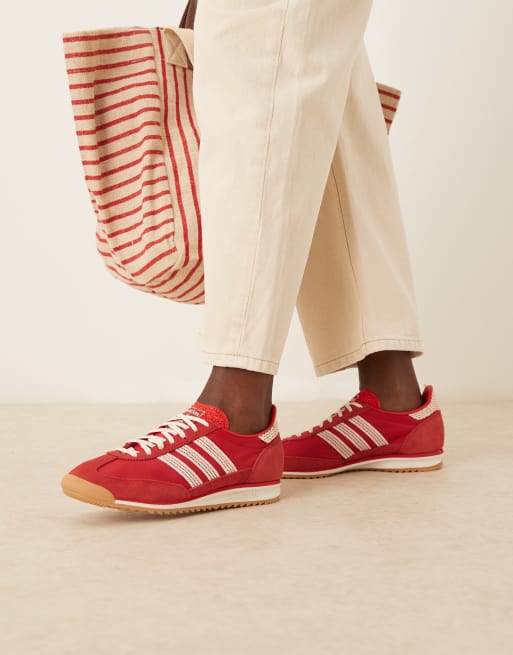 adidas Originals - SL 72 OG - Røde og cremehvide sneakers med hæklet design