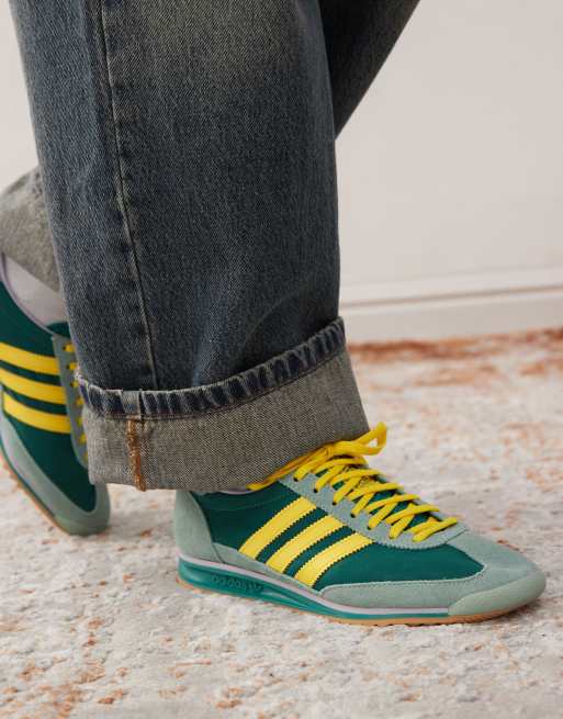 Adidas trainers green yellow best sale