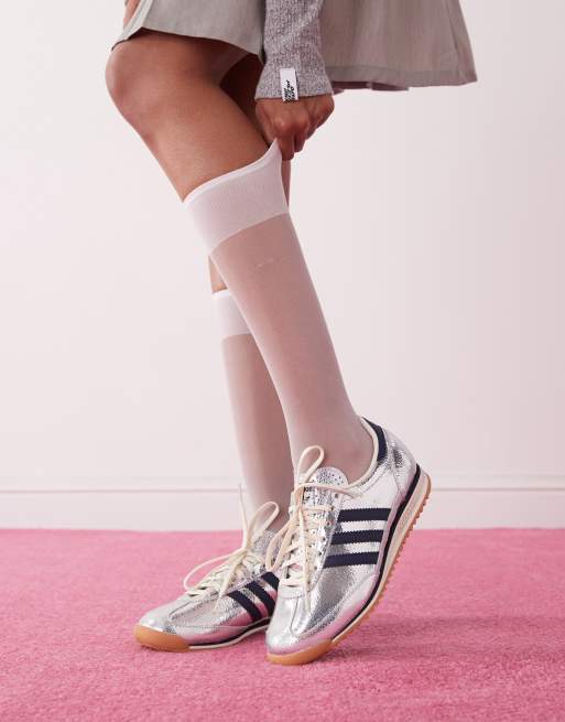 adidas Originals SL 72 OG trainers in metallic silver and navy