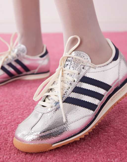 adidas Originals SL 72 OG trainers in metallic silver and navy