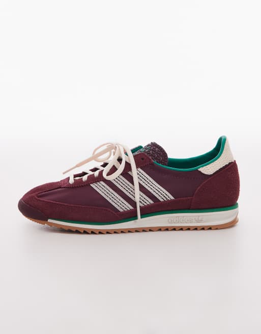 adidas Originals SL 72 OG sneakers with crochet detailing in burgundy- exclusive at ASOS