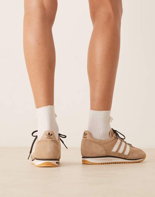 adidas Originals SL 72 OG sneakers with knit detailing in beige