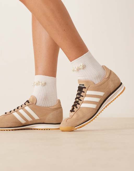 adidas Originals SL 72 OG sneakers with knit detailing in beige