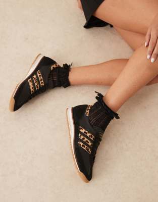 adidas Originals SL 72 OG trainers in black and leopard