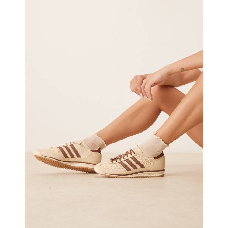 adidas Originals SL 72 OG trainers in cream and brown woven