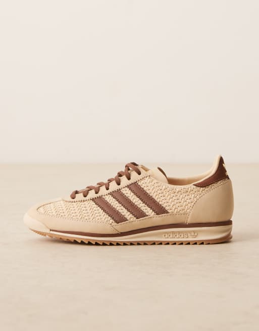 adidas Originals SL 72 OG trainers in cream and brown woven