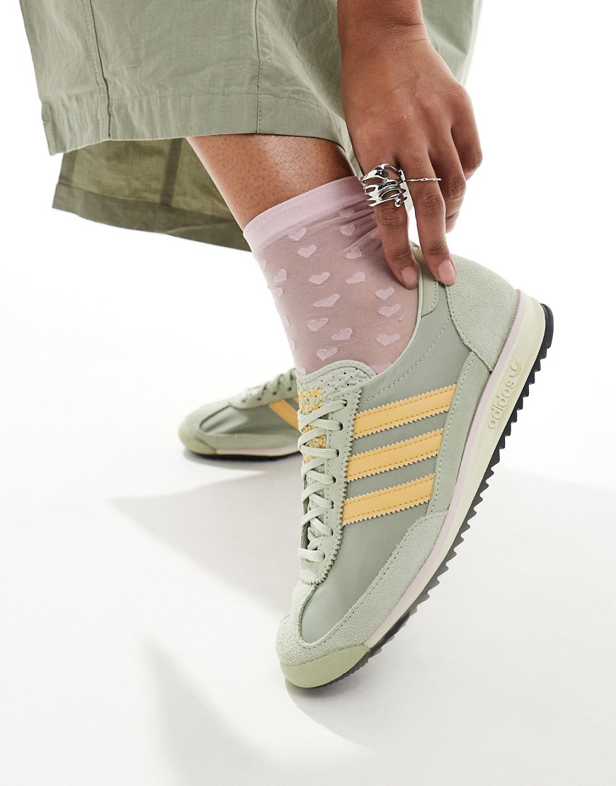 adidas Originals SL 72 OG trainers in light green and yellow-Multi