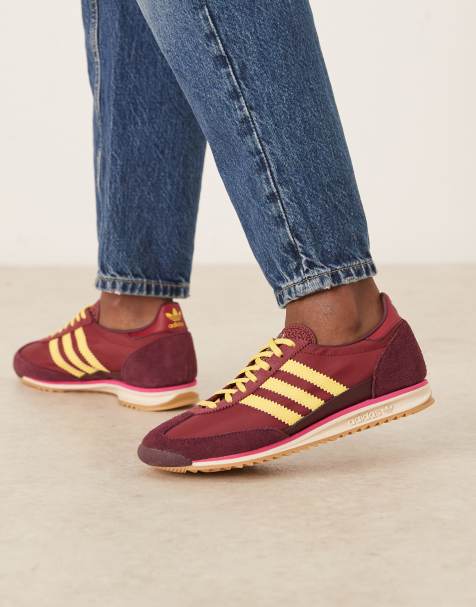adidas Originals SL 72 OG trainers in maroon and yellow - view 1