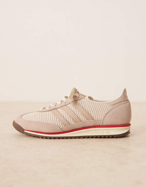 adidas Originals SL 72 OG woven sneakers in beige and red