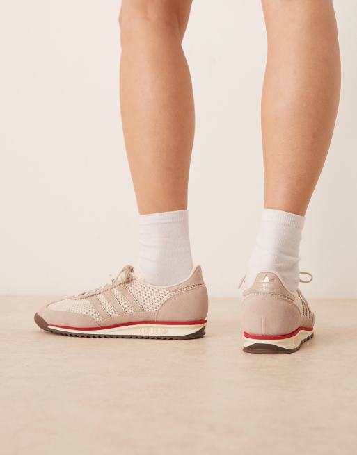 adidas Originals SL 72 OG woven sneakers in beige and red
