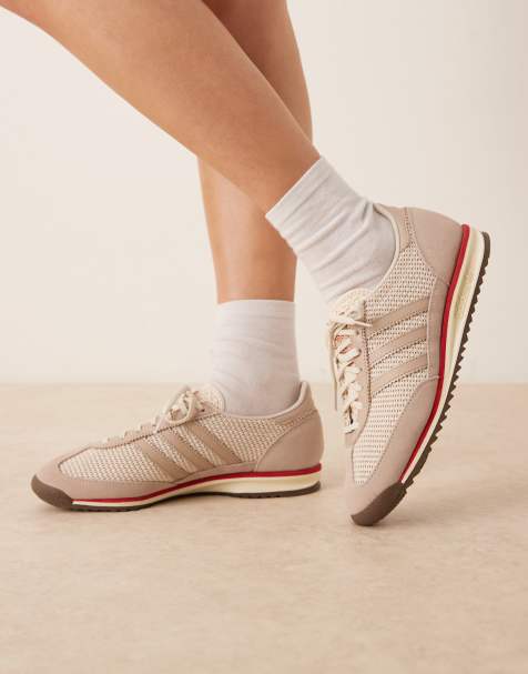 adidas Originals SL 72 OG woven trainers in beige and red. - view 1