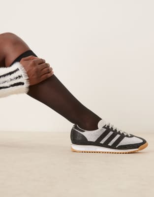  SL 72 rhinestone trainers in white and black 