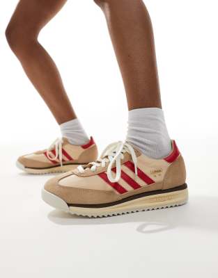 Size 13.5 adidas Originals adidas Originals SL 72 RS trainers in beige and red trainers