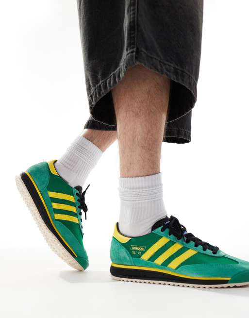 adidas Originals SL 72 RS trainers in green and yellow ASOS