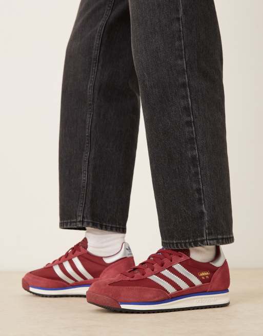 adidas Originals SL 72 RS trainers in maroon and metallic silver | ASOS