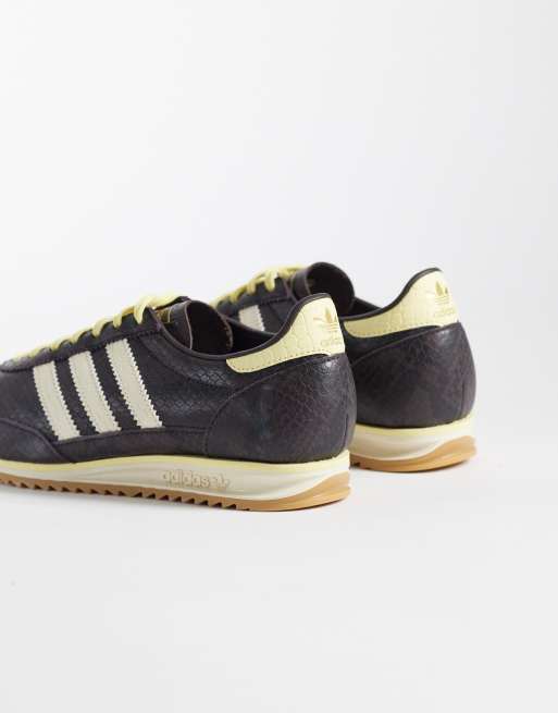 adidas Originals SL 72 Sneaker in Braun mit Schlangenprint und Gelb, 4 von 5